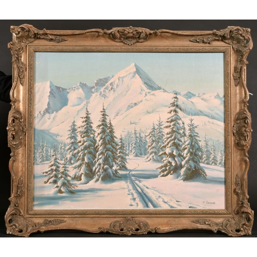 251 - R. Gerarde (20th Century) European. A Snow Covered Winter Landscape, Oil on Canvas laid down, 21” x ... 