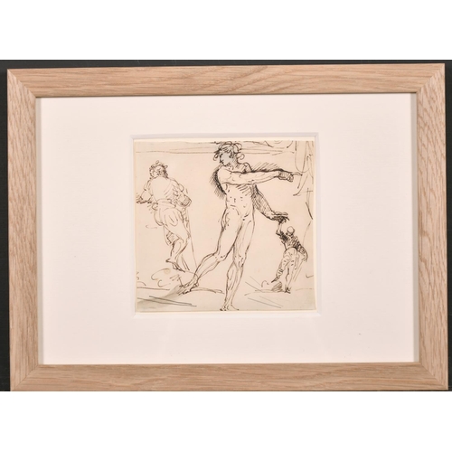 26 - Circle of Jean-Baptiste Greuze (1725-1805) French. Study of a Naked Man, Ink and Wash, 6” x 4.75” (1... 