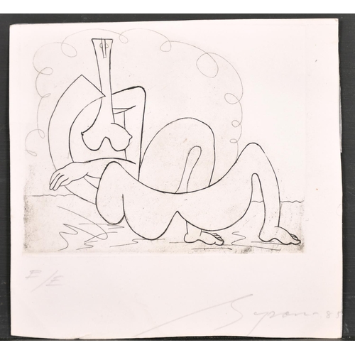 262 - Byron Galvez (1941-2009) Mexican. A Cubist Figure Study, Etching, Signed and Dated ’85 and Inscribed... 