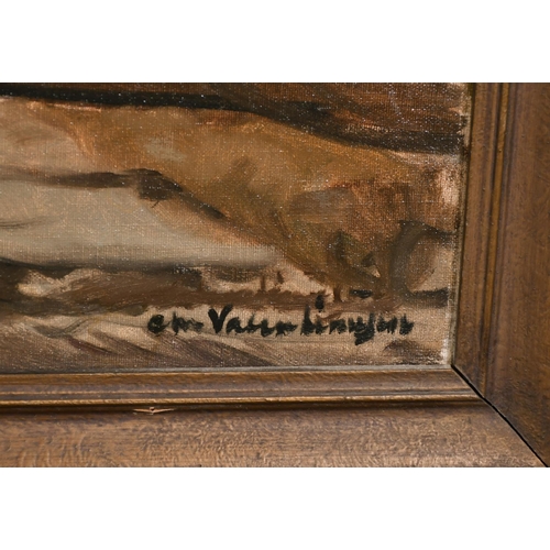 265 - Christian Valentinusen (1903-1985) Danish. “West Sea Fishermen”, Oil on Canvas, Signed, and Inscribe... 