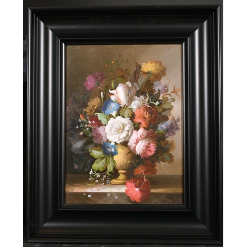 270 - 20th Century Dutch School. Still Life of Flowers in an Urn, Oil on Panel, 16” x 12” (40.8 x 30.5cm)