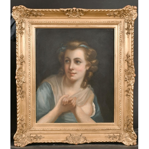 274 - 19th Century European School. Study of a Girl with a Blue Ribbon in her Hair, Oil on Canvas, 18” x 1... 