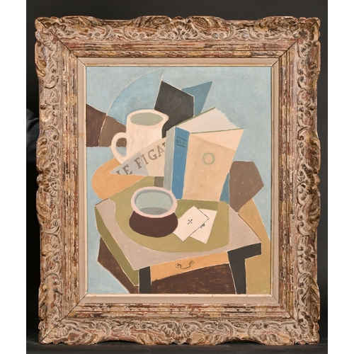 282 - 20th Century French School. A Cubist Composition, Oil on Board, in a painted carved wood frame, 24.5... 