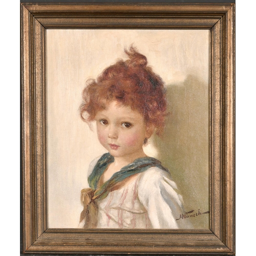 283 - Marie (Mizzie) Wunsch (1862-1898) German. Bust Portrait of an Auburn Haired Girl, Oil on Canvas, Sig... 