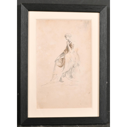 29 - 19th Century English School. A Reclining Female on a Ledge, Watercolour and Pencil, 7” x 4.5” (17.7 ... 