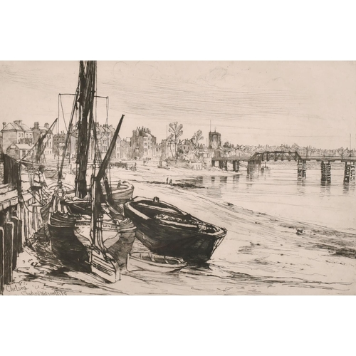 294 - Charles John Watson (1846-1927) British. “Chelsea” “On the River Thames”, Etching, 6.75” x 10.75” (1... 