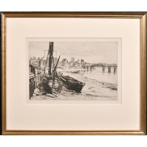 294 - Charles John Watson (1846-1927) British. “Chelsea” “On the River Thames”, Etching, 6.75” x 10.75” (1... 