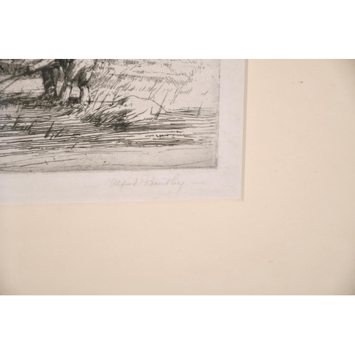 295 - Alfred Bentley (1879-1923) British. The Boat Builders, Etching, Signed in Pencil, 9” x 10.5” (22.8 x... 