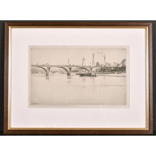 296 - Edward Millington Synge (1860-1913) British. “Waterloo Bridge”, Etching, Signed in Pencil, 5.75” x 1... 