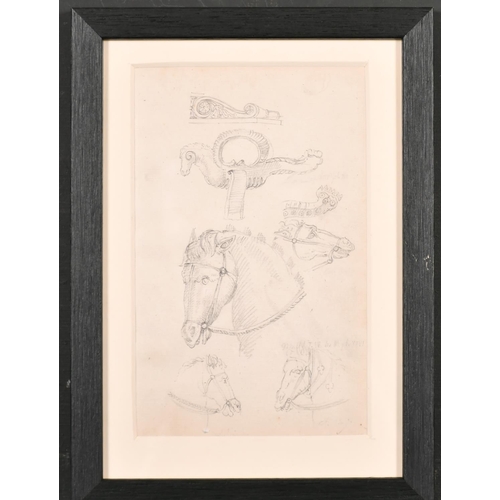 31 - 19th Century English School. Study of Horses Heads, Pencil, 7” x 4.5” (17.7 x 11.4cm) and another by... 