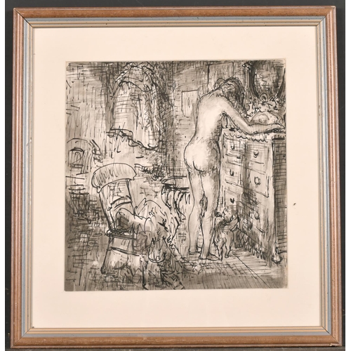 311 - Harold Hope Read (1881-1959) British. A Naked Lady by a Chest of Drawers, Ink and Wash, Inscribed ve... 