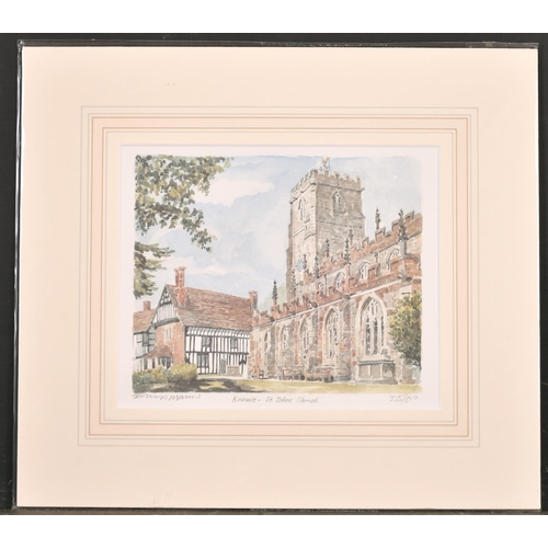 331 - Philip and Glyn Martin (20th-21st Century) British. “Knowle - St.Johns Church”, Lithograph, Signed, ... 