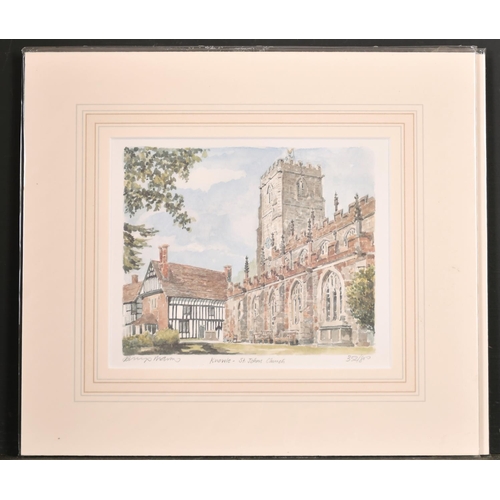 331 - Philip and Glyn Martin (20th-21st Century) British. “Knowle - St.Johns Church”, Lithograph, Signed, ... 