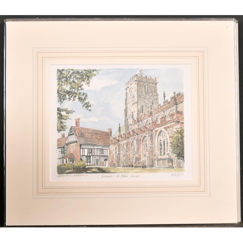 331 - Philip and Glyn Martin (20th-21st Century) British. “Knowle - St.Johns Church”, Lithograph, Signed, ... 