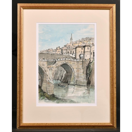 348 - Alan J Middleton (1926-1996) British. “Puerto de S Martin, Toledo”, Watercolour, Signed, and Inscrib... 