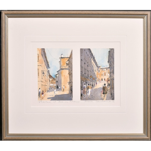 350 - David Norman (20th Century) British. “Shadows at Aix-en-Provence, France”, Watercolour, Signed, Insc... 