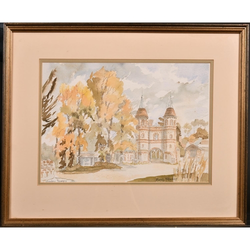 353 - Mandy Newman (20th Century) British. “Horsley Towers”, Watercolour, Signed and Inscribed, 9.25” x 13... 