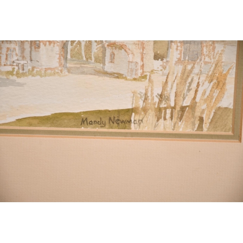 353 - Mandy Newman (20th Century) British. “Horsley Towers”, Watercolour, Signed and Inscribed, 9.25” x 13... 