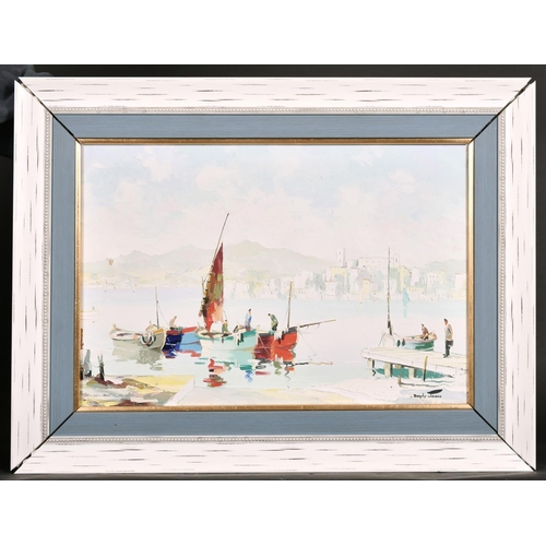 365 - Cecil Rochfort Doyly-John (1906-1993) British. A Mediterranean Harbour Scene with Figures in Boats, ... 