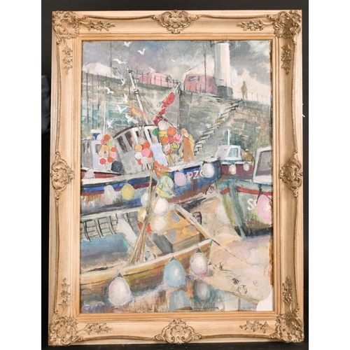 368 - Geoffrey Underwood (1927-2000) British. A Cornish Harbour Scene, Oil on Board, Signed, and Inscribed... 