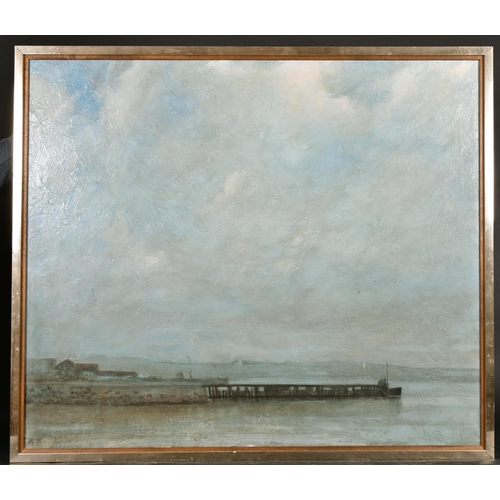 373 - Derek Hare (1945-    ) British. Study of a Jetty, Oil on Canvas, Signed and Dated 1978, 36” x 42” (9... 