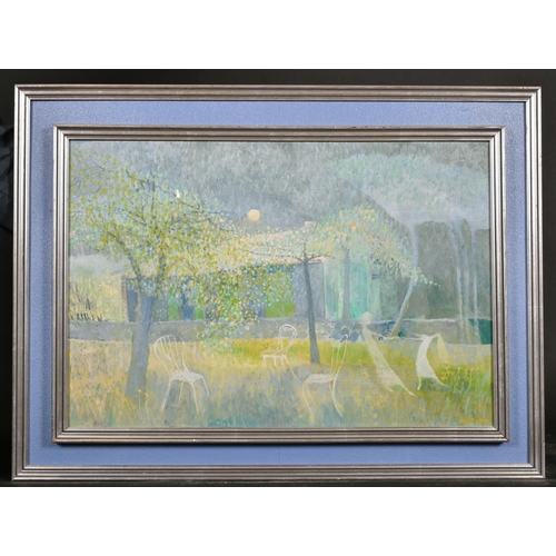 374 - Anne Palmer (20th Century) British. Figures Dancing in a Garden, Oil on Board, Signed, 16” x 23.5” (... 