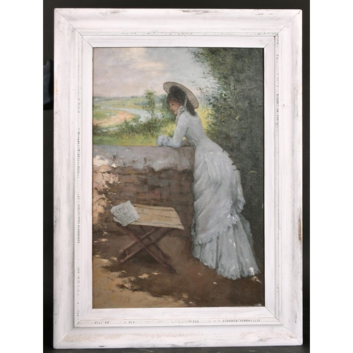 377 - P. Carpenter (20th Century) British. An Elegant Lady on a Terrace, Oil on Canvas, Signed, 30” x 20” ... 