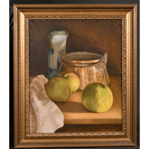 378 - Anthony Lawrence (20th Century) British. “Apples”, Oil on Canvas, Signed, and Inscribed 1970 verso, ... 