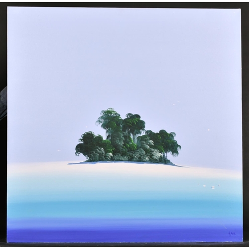 400 - Henderson Cisz (1960-    ) British. A Tropical Island, Acrylic on Canvas, Signed, Unframed, 36” x 36... 