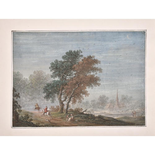 45 - 17th Century Dutch School. A Hunting Scene, Gouache, Mounted, Unframed 4.25” x 6” (10.8 x 15.2cm)