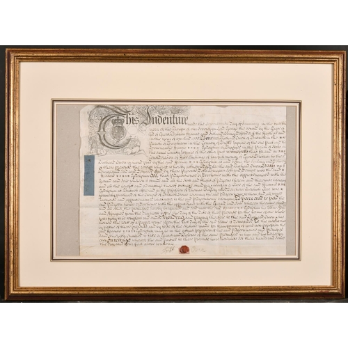 48 - Richard Owen (18th Century) British. His Indenture, Ink, with Wax Seal, Signed, 13.25” x 18” (33.6 x... 