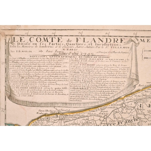 5 - After Jean-Baptiste Nolin (1657-1725) French. “Le Comte de Flandre”, Map, Unframed, 16.75” x 21.5” (... 