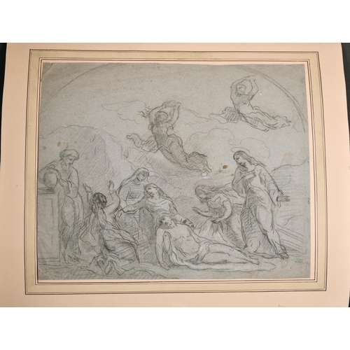 52 - 18th Century French School. The Lamentation, Charcoal, Mounted, Unframed, 13” x 15.75” (33 x 40cm)