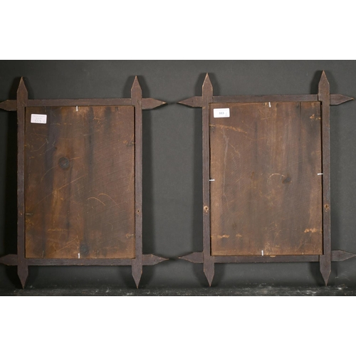 553 - 19th Century English School. A Pair of Cross Banded Ecclesiastical Wooden Frames, rebate 14.5” x 10.... 