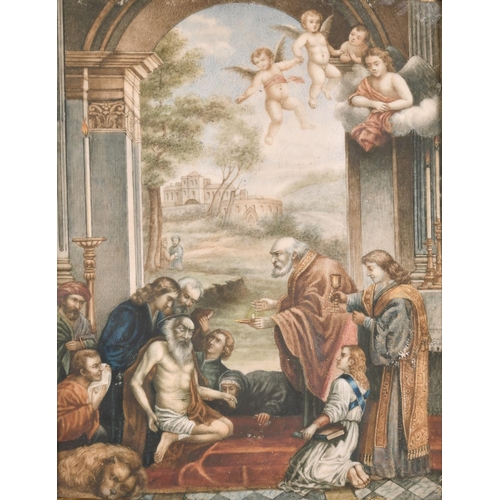 57 - 17th Century European School. A Religious Scene, Watercolour on Vellum, Signed with Initials ‘JK’ an... 