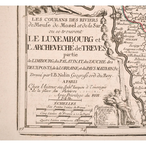 6 - After Jean-Baptiste Nolin (1657-1725) French. “Le Luxembourg et L’Archeveche de Treves”, Map, Unfram... 