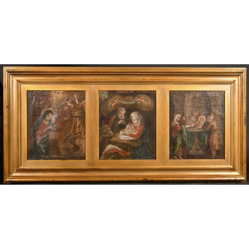 61 - 19th Century Italian School. Mary and Joseph with Baby Jesus, Oil on Canvas, 12.5” x 10.5” (31.7 x 2... 