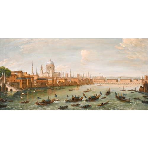 71 - After Giovanni Antonio Canal ‘Canaletto’ (1697-1768) Italian. A River Scene with Gondolas, Oil on Ca... 