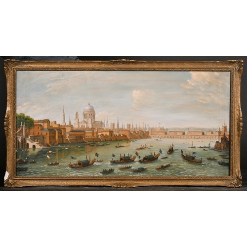 71 - After Giovanni Antonio Canal ‘Canaletto’ (1697-1768) Italian. A River Scene with Gondolas, Oil on Ca... 