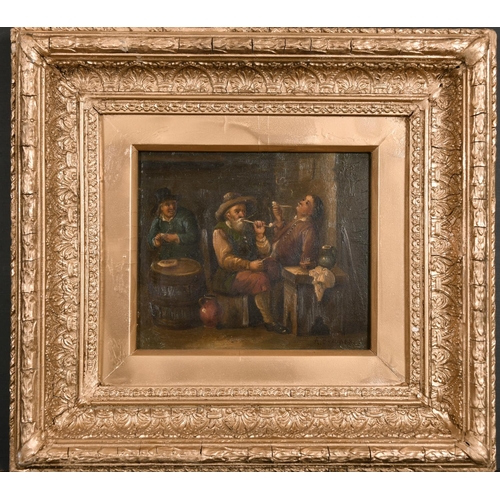 75 - 19th Century German School. Figures in a Tavern, Oil on Metal, 6.5” x 8” (16.5 x 20.2cm) and the com... 