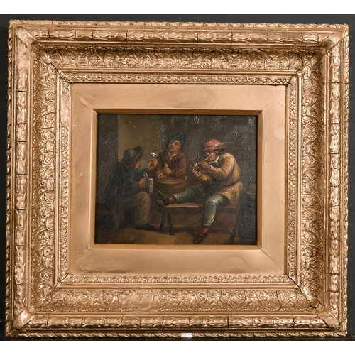 75 - 19th Century German School. Figures in a Tavern, Oil on Metal, 6.5” x 8” (16.5 x 20.2cm) and the com... 