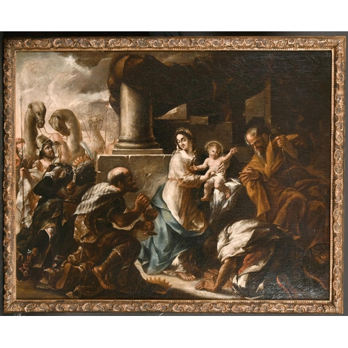 76 - 17th Century Italian School. The Adoration of the Magi, Oil on Canvas, 27” x 34” (68.6 x 86.3cm)