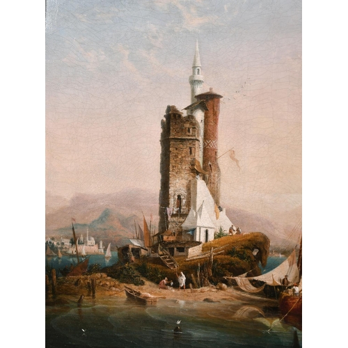 85 - Louis Ambroise Garneray (1783-1857) French. “Phare de Mascate (Muscat, Oman)”, Oil on Canvas, Signed... 