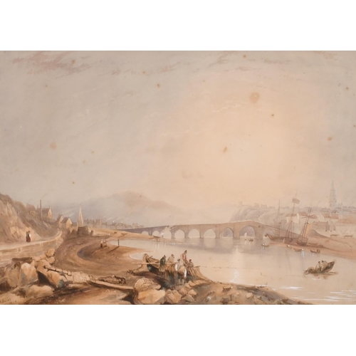 98 - M. Johnson (19th Century) British. A River Landscape with a Figure and Cattle, Watercolour, Signed a... 