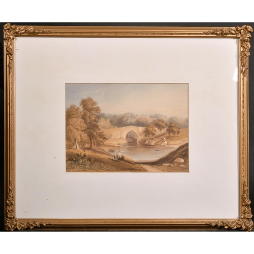 98 - M. Johnson (19th Century) British. A River Landscape with a Figure and Cattle, Watercolour, Signed a... 