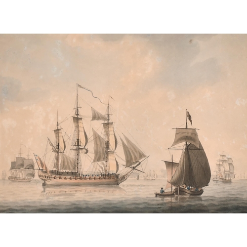 104 - Attributed to Robert Cleveley (1747-1809) British. A British Three Masted One-Decker with Guns Out, ... 
