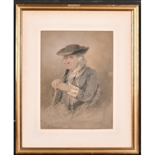 109 - William Henry Kearney (1800-1858) British. A Greenwich Pensioner, Chalk and Pencil, Signed, and Insc... 