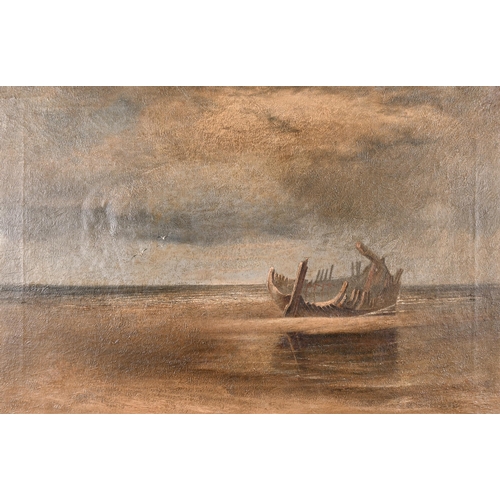 113 - 19th Century English School. The Shipwreck of Schooner George, Oil on Canvas, Inscribed on a label v... 