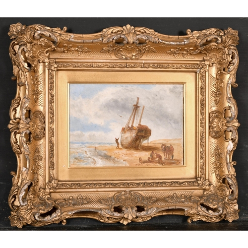 117 - William Joseph Julius Caesar Bond (1833-1926) British. Figures Unloading the Catch, Oil on Board, Si... 