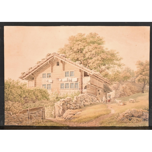 192 - 19th Century European School. Figures by a Tyrolean Chalet, Watercolour, Unframed 7.75